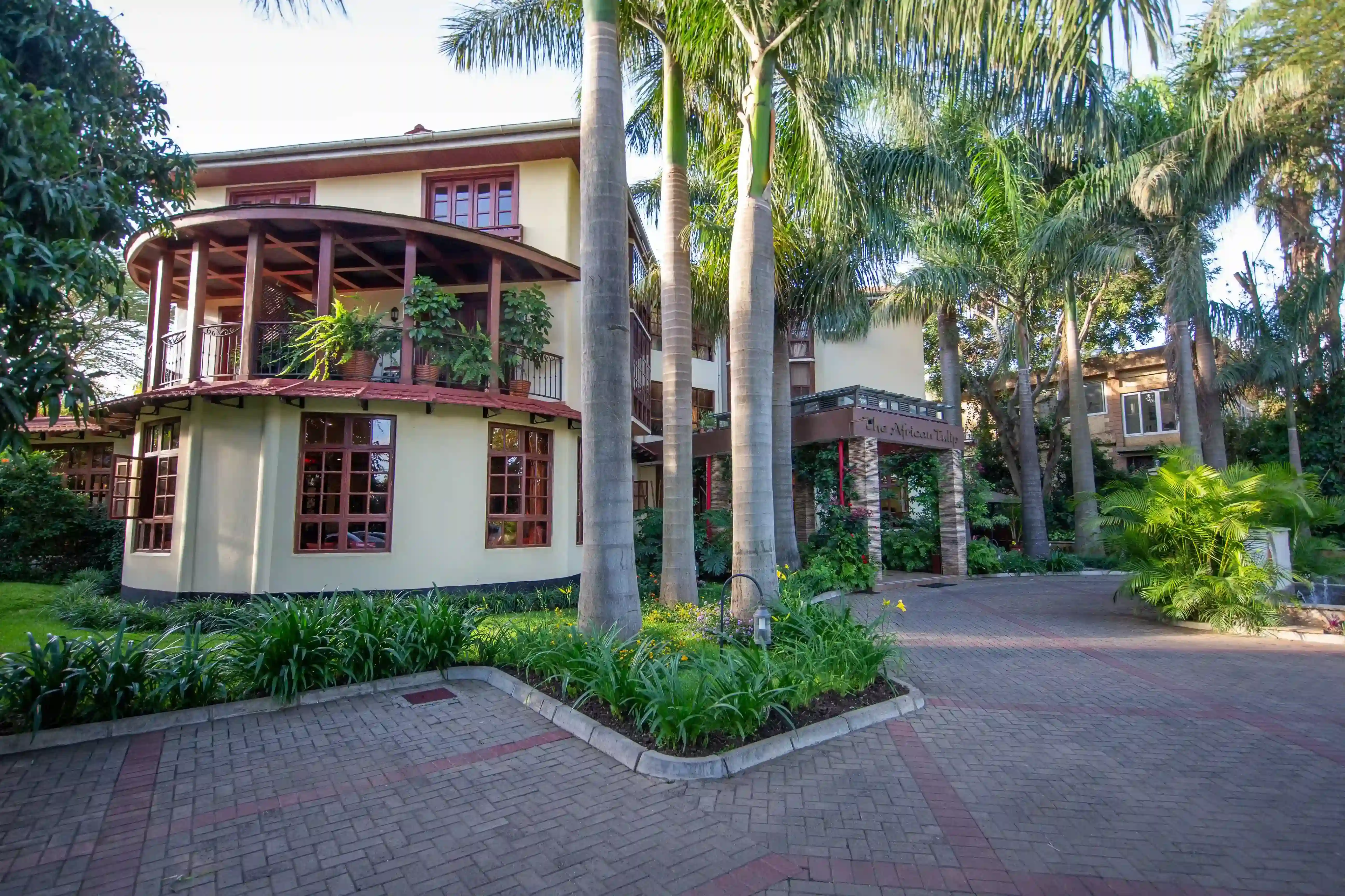 The African tulip balcony from outside